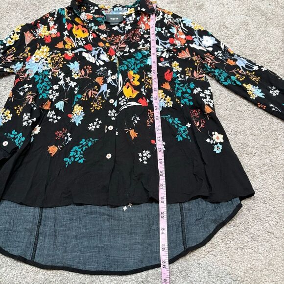 Maeve Anthro Dark Floral Woodland Animal Blouse Size 2 - Picture 9 of 12